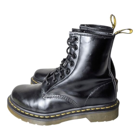 DR. MARTENS 1460 Black Smooth Leather Combat Boot Size 7 - Picture 2 of 11